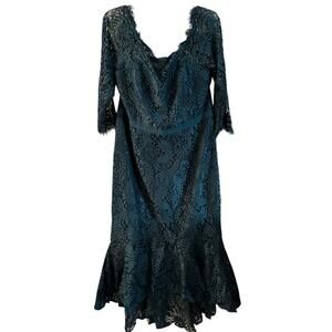 City Chic Estella Lace Mermaid Dress Womens Size 16 Emerald Off Shoulder NWT